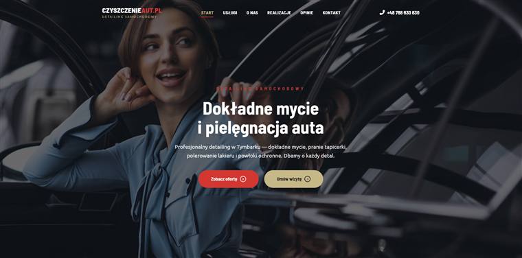 Strona internetowa CzyszczenieAut — detailing samochodowy, projekt KB Projects