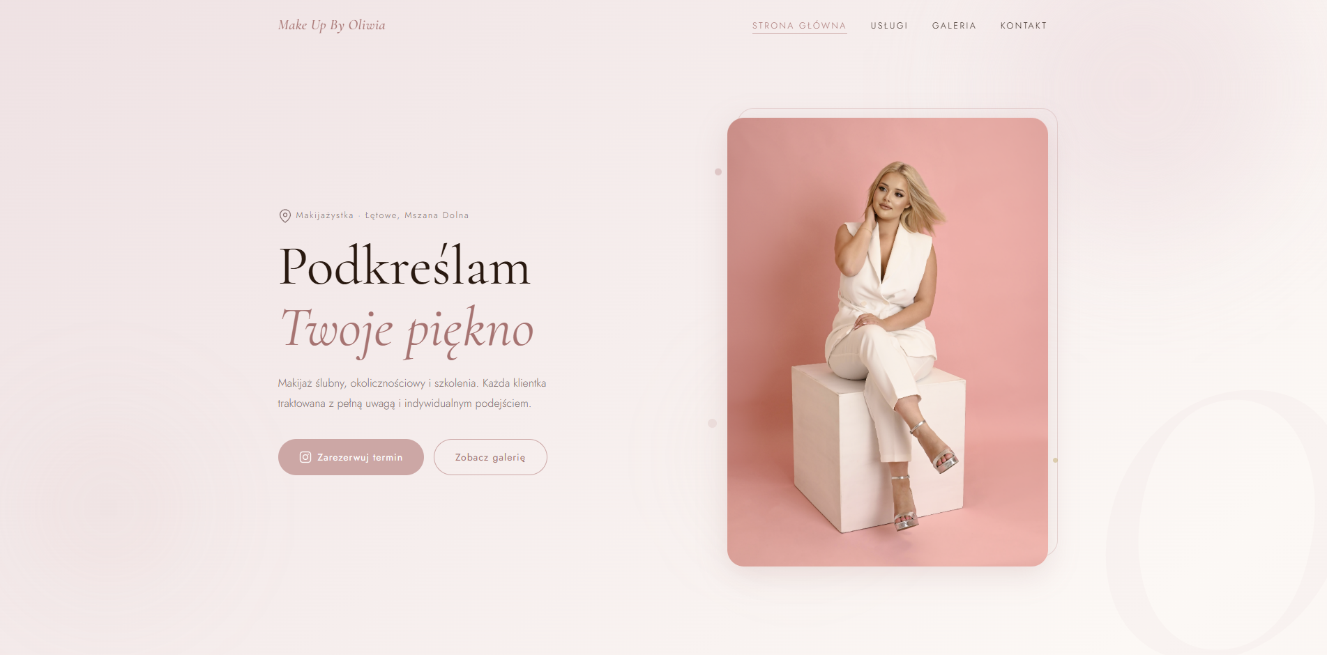 Strona internetowa Make Up by Oliwia — makijażystka, projekt KB Projects